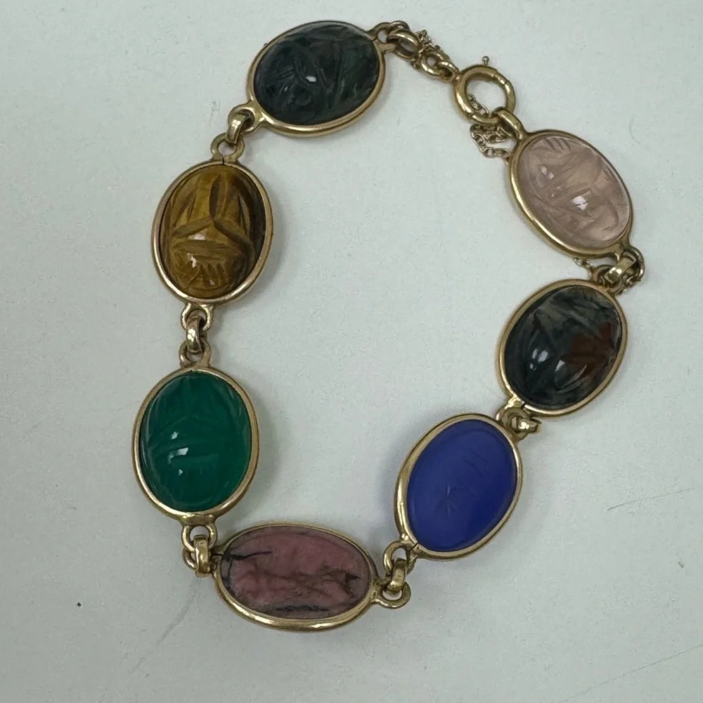 14K yellow gold multi-gemstone bracelet